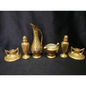 Dixon Art Studios 22 Kt. Weeping Bright Gold Table Decor Candle Holder Shaker +